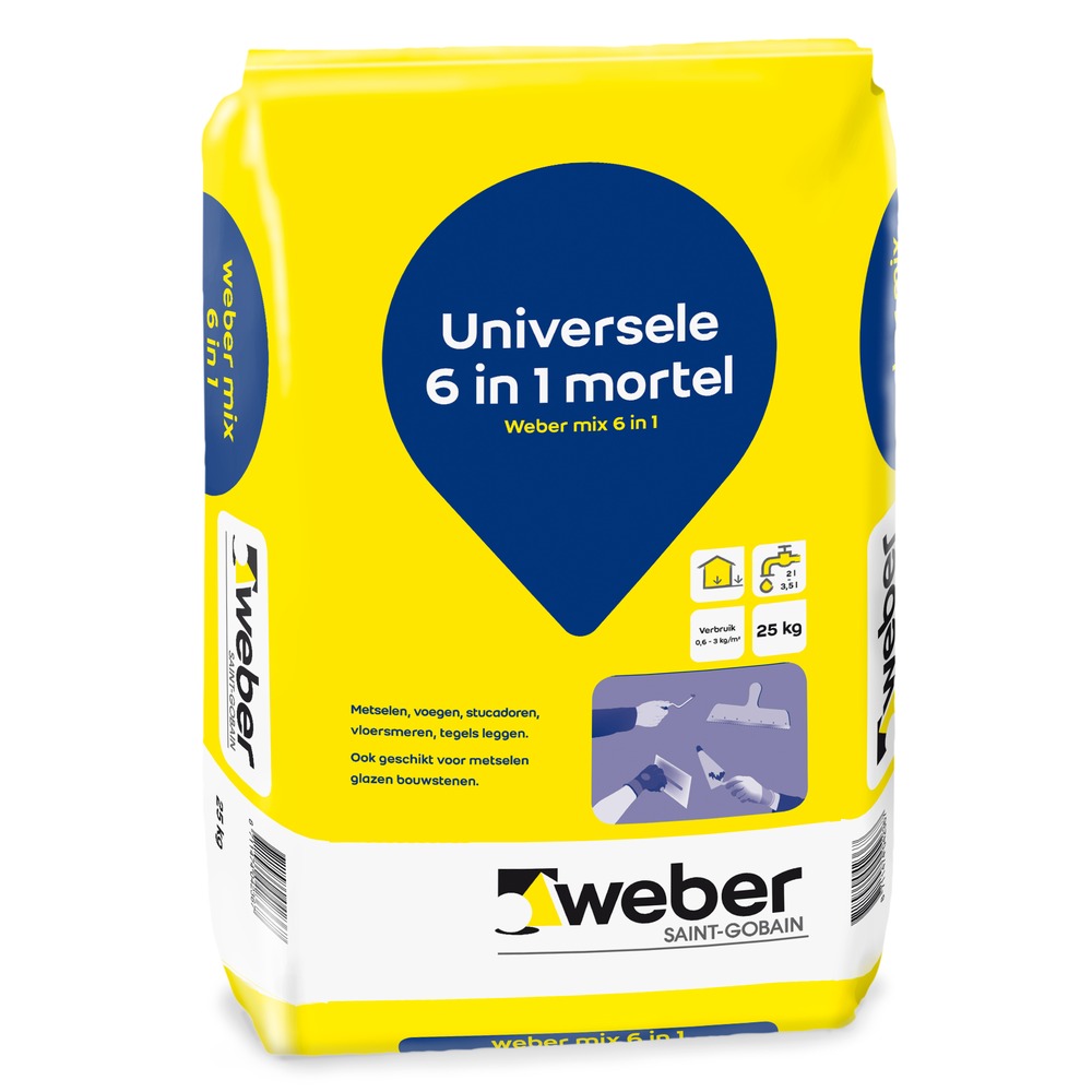 scheerapparaat nieuws Huidige Weber.mix mortel 6 in 1 universeel 25 kg - Bouwmaat