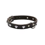 Halsband softleder met 8 voetjes Donkerbruin  M  45x1,8 cm