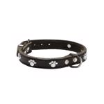 Halsband softleder met 6 voetjes Donkerbruin  S  35x1,4 cm