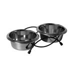 Standaard + 2 RVS bakken 0,43l 30x15x8 cm