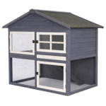 konijnenhok Raffy Donkergrijs|Wit  130x86x112,5 cm