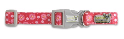 Printed Dog Collar - Flowers Pink  2XS