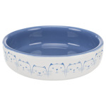 Voer/waterbak 'Hello my Little Cat' keramiek 329 g Lichtblau