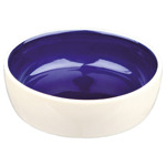Voer/waterbak, keramiek Creme|Blauw  Ø13 cm