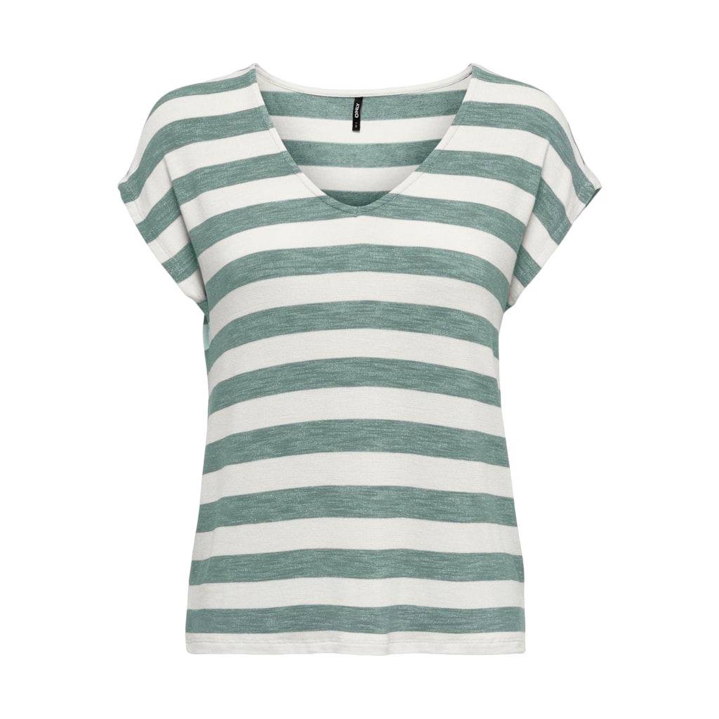 Only T-shirt Onllira Life S/s V-neck Top Jrs Noo 15252103 Chinois Green/cloud Dancer Dames Maat - L