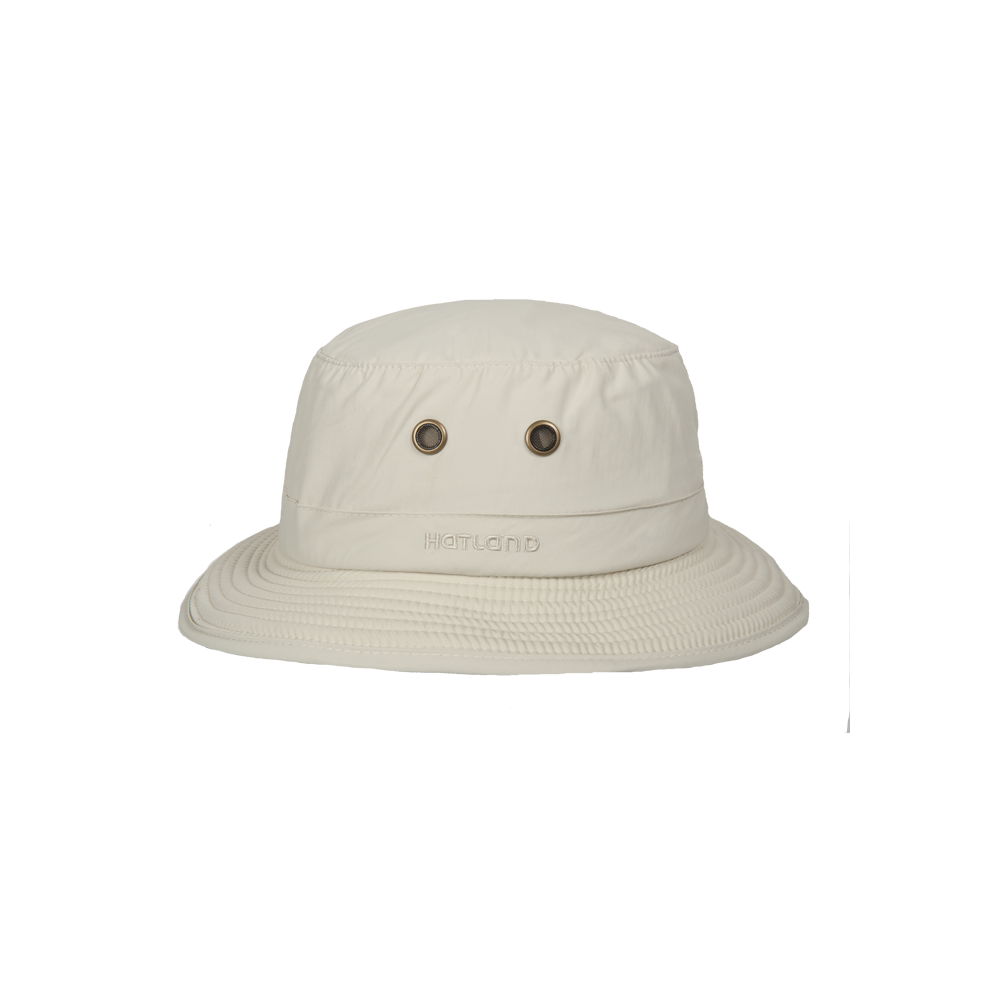 Hatland - Verkoelende UV Bucket hoed voor heren - Lykens Cooldown - Gebroken wit - maat XL (61CM)