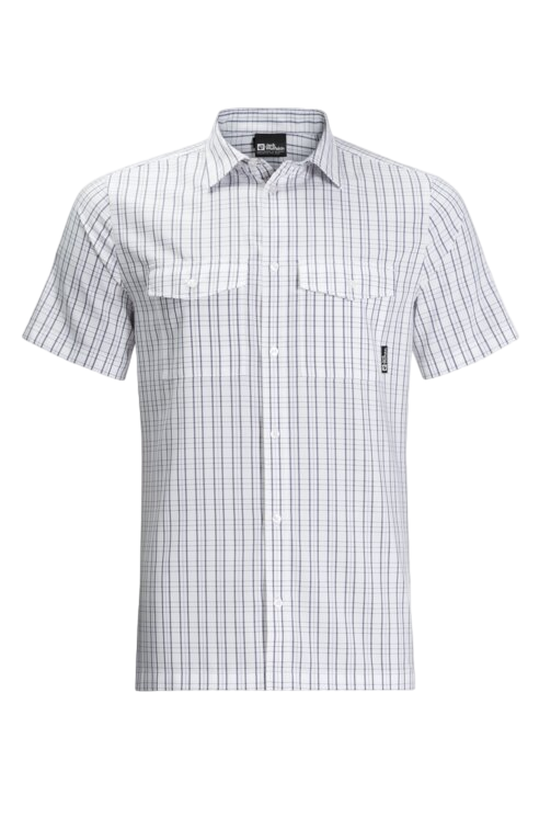 Jack Wolfskin Thompson Shirt Men - White rush 41 - Outdoor Kleding - Fleeces en Truien - Overhemd korte mouw