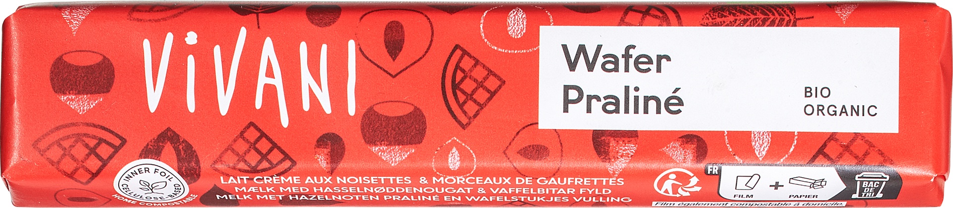Melkchocoladereepje wafel praliné
