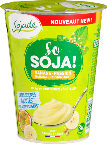 Plantaardige variatie op yoghurt soja - banaan/passievrucht