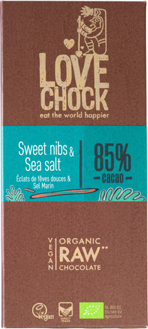 RAW Chocolade nibs zeezout 85%