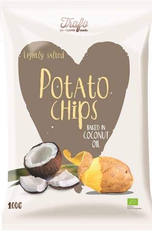 Aardappelchips gebakken in kokosnootolie