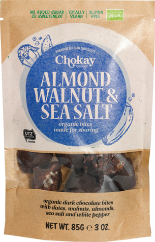 Chocoladebites amandel walnoot zeezout