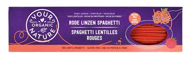 Rode linzen spaghetti