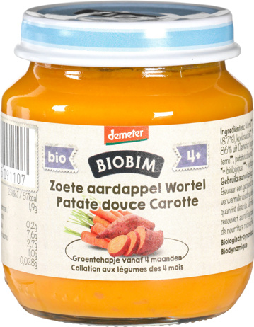 Babyhapje zoete aardappel/wortel 4+ mnd