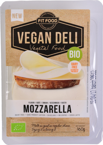 Vegan mozzarella plakken