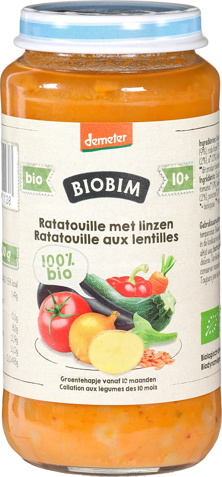 Babyhapje ratatouille met linzen 10+ mnd