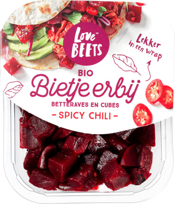Gekookte bietenblokjes spicy chili