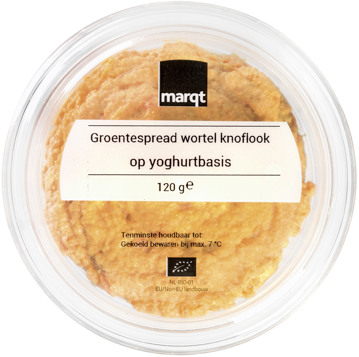 Groentespread wortel-knoflook op yoghurtbasis