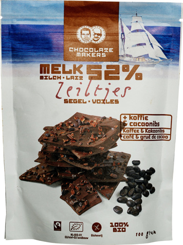 Chocozeiltjes melk met koffie & nibs