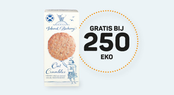 Gratis Island Bakery Oat Crumbles (Haverkoekjes Honing) voor 250 EKO's