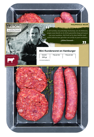 Mini runderworst en hamburger