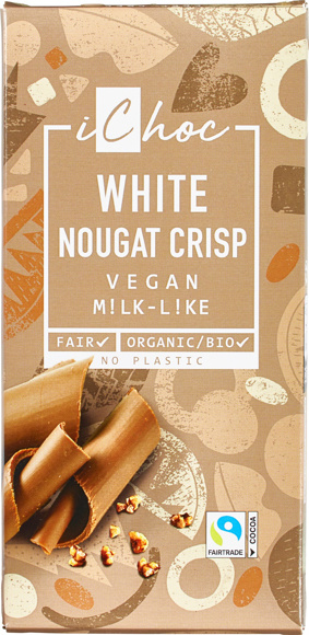 Vegan melkchocolade white nougat crisp