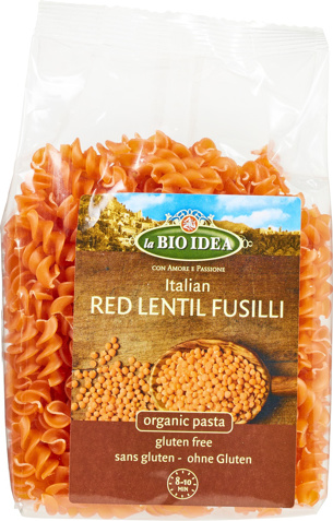 Rode linzen fusilli