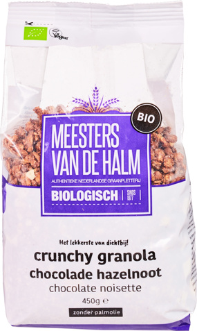 Crunchy granola chocolade hazelnoot