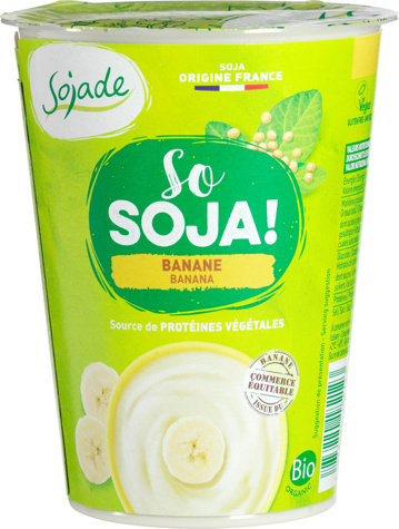 Plantaardige variatie op yoghurt soja - banaan