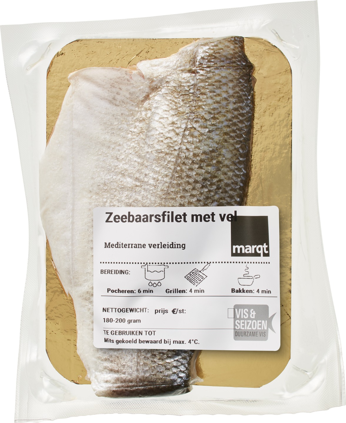 Zeebaarsfilet met vel