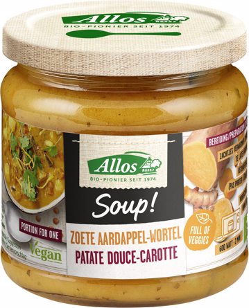 Zoete aardappel-wortelsoep