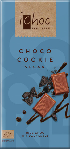 Vegan rijstmelkchocolade - choco/cookie