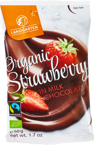 Aardbeien in melkchocolade