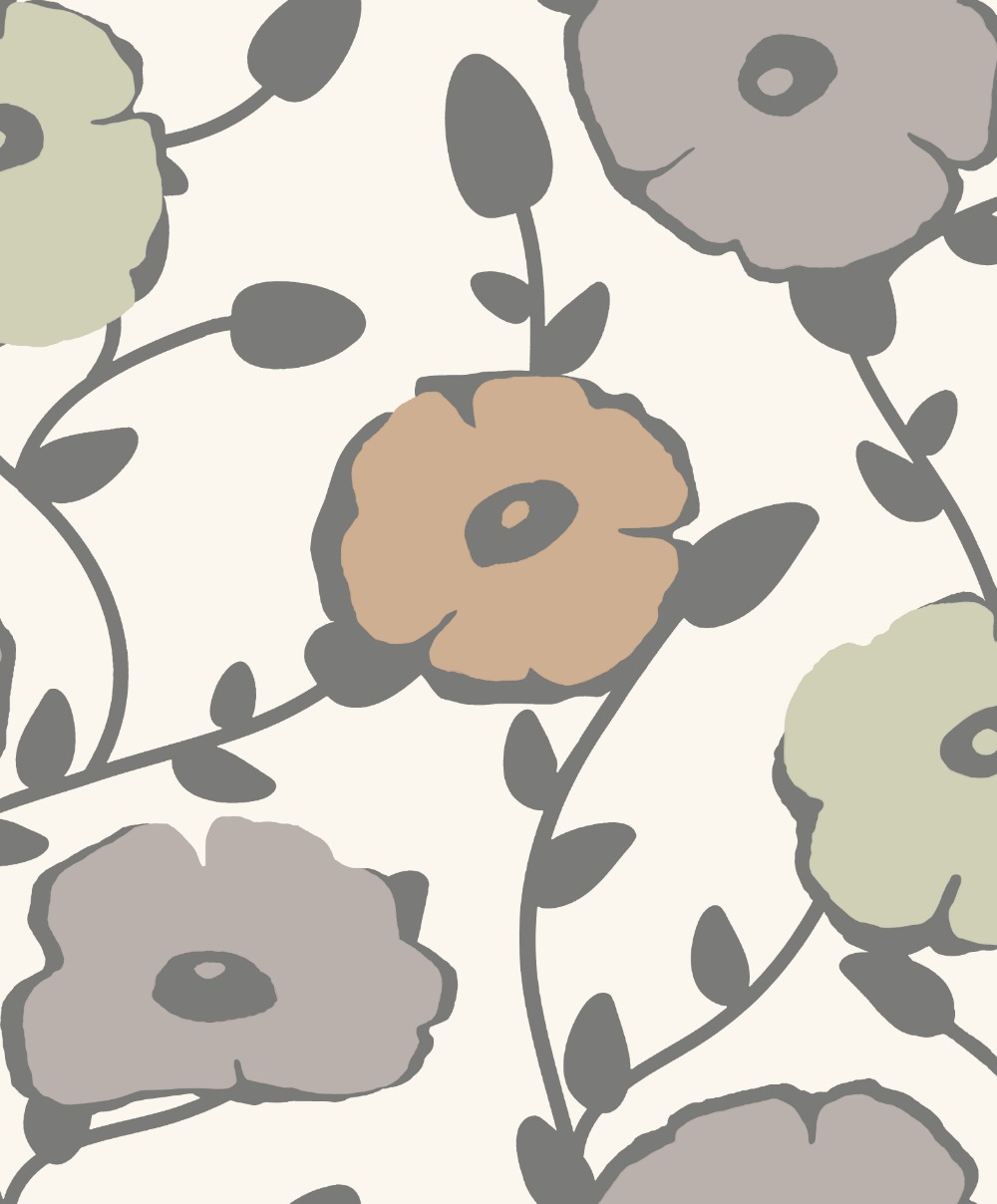 Noordwand Assorti Vinylbehang Bloemen Beige/Zand 68709