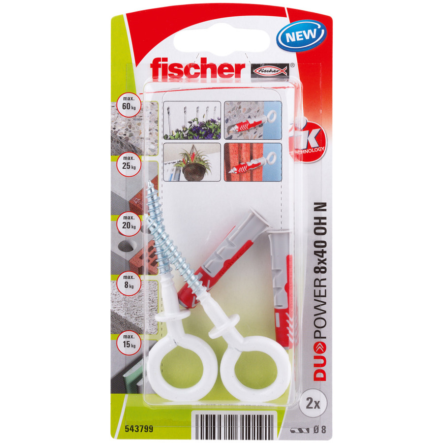 Fischer DuoPower Universeelplug 8 x 40 met ooghaak
