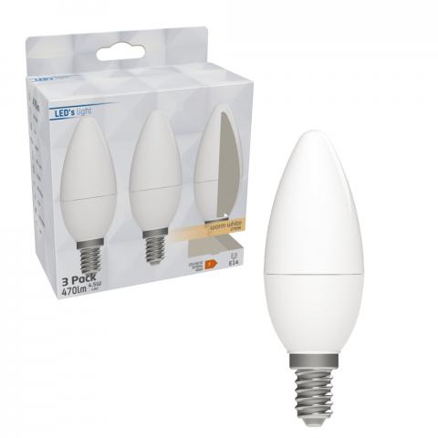 LED'S LIGHT Kaars C35 E14 4,9W 3-pack