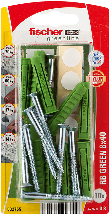 Fischer Wandplank Bevestiging SX Green 8 x 40