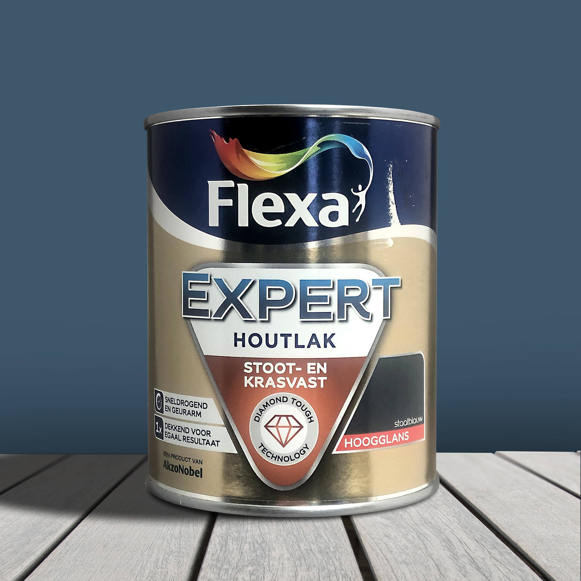 Flexa Expert Houtlak Binnen Hoogglans Staalblauw