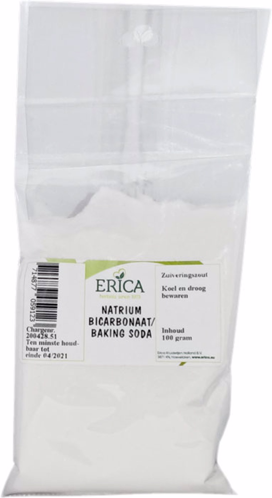 NATRIUMBICARBONAAT / BAKING SODA / ZUIVERINGSZOUT 100 G van ERICA Erica