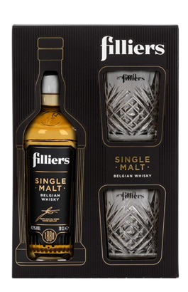 Filliers Bourbon Oak Single Malt met 2 glazen