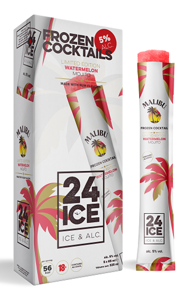 Trein Onbeleefd Indirect 24 ICE Malibu Watermelon Mojito ijs doos 5 stuks | Mitra  drankenspeciaalzaken