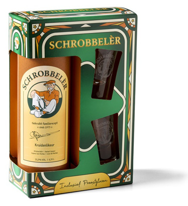 Schrobbelèr Kruidenlikeur met 2 shotglazen