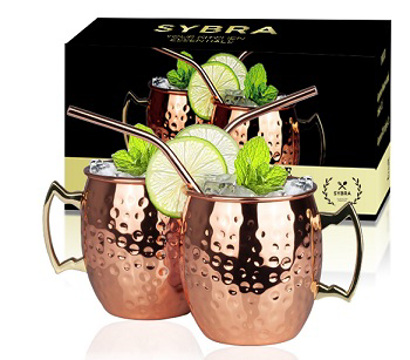 Sybra Moscow Mule set - 2 cocktailglazen + RVS Rietjes