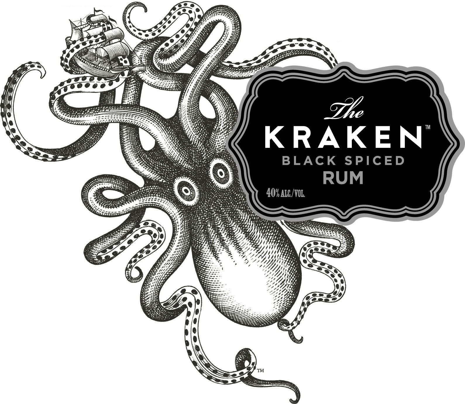 Kraken qr код. Kraken rum этикетка. Ром Kraken Black Spiced. Кракен логотип. Ром с осьминогом на бутылке.